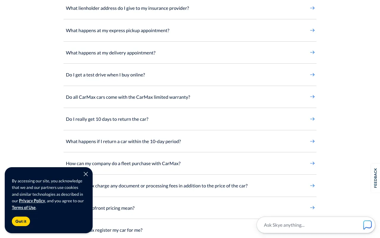 Screenshot of Buying a car